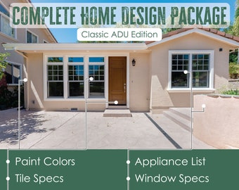 Complete Home Interior Design Package Classic ADU Edition + Ultimate Home Construction Planner, Project Organizer, & Budget Tracker