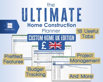 Ultimate Home Construction Planner UK Edition, Custom Home Building Planner, Renovation Interior Design, Budget Tracking Remodel Organizer