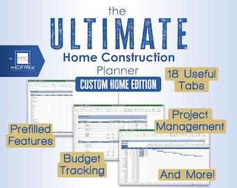 Ultimate Home Construction Planner, Custom Home Building Planner, Renovation Interior Design Organizer, Budget Tracking Remodel Organizer