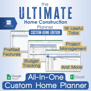 Ultimate Home Construction Planner, Custom Home Building Planner, Renovation Interior Design Organizer, Budget Tracking Remodel Organizer image 1