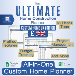 Ultimate Home Construction Planner UK Edition, Custom Home Building Planner, Renovation Interior Design, Budget Tracking Remodel Organizer
