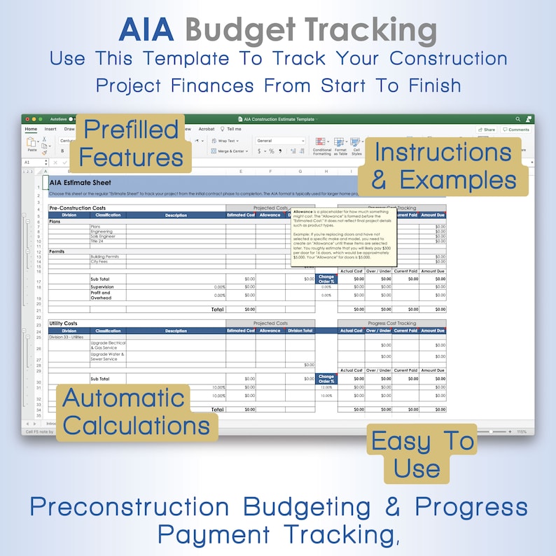 AIA Construction Estimate Template Etsy AIA Construction Estimate Template Etsy
