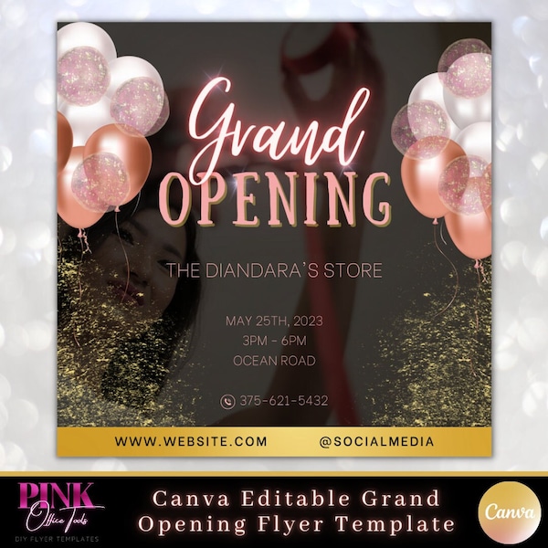 Custom Flyer Design Grand Opening Template / Canva DIY Summer Flyer Beauty Salon Spa Nails Hair Makeup Lip Filler Cake Shop Business Opening