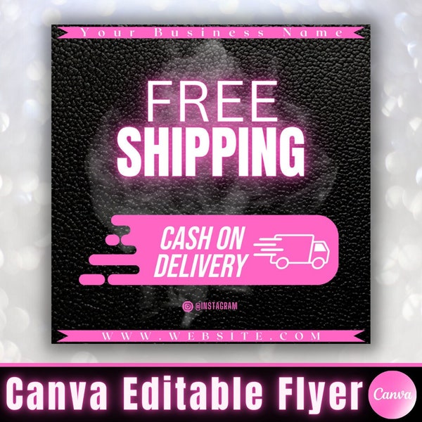 DIY Worldwide Shipping Flyer Social Media Template Premade Flyer Order Shipped Canva Editable International Shipping Flyer Free Delivery