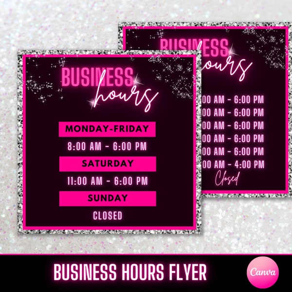 Personalized Business Hours Flyer Template, Editable Open and Close Hours Flyer, Marketing Canva Templates, Instagram Post, Instant Download