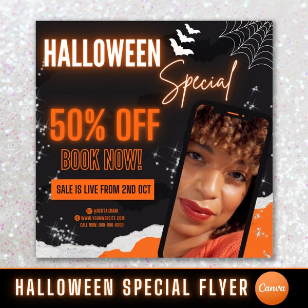 Halloween Sale Flyer, Social Media Instagram Editable Canva Template, Book Now Flyer, Appointments Available, Sale Flyer, Instant Download