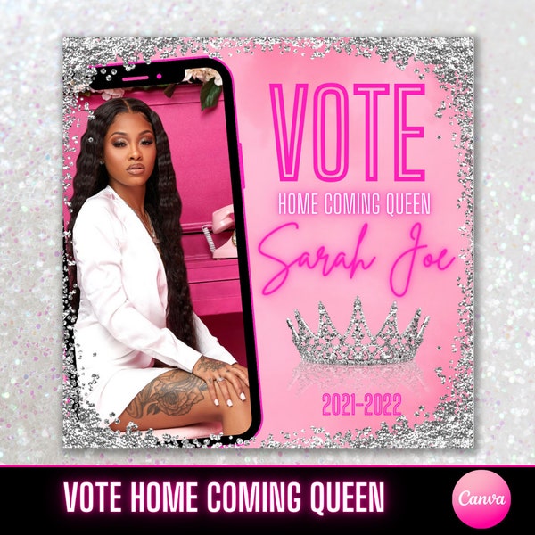 Vote Homecoming Queen Campaign Flyer, DIY Voting Campaign, Editable Canva Template, Social Media Flyer, High School Queen, Election Flyers