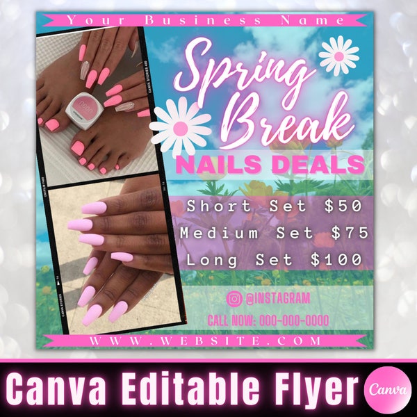 Spring Break Nail Special Flyer Spring Sale Flyer Beauty Flyer Spring Nail Flyer Nail Sale Flyer Nail Special Flyer April Booking Flyer