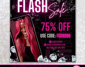 Flash Sale Flyer, Promotion Business Flyer Template, Editable in Canva, Social Media Templates, Custom Beauty Sale Flyers, Instant Download