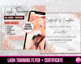 Eyelash Extension Training Course Flyer, Editable in Canva, Printable Lash Class Flyers, Instant Download, Personalized Social Media Flyer