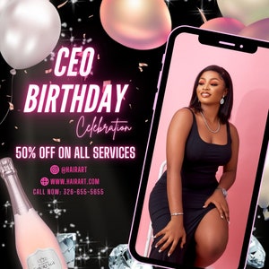 CEO Birthday Flyer, Instagram Business Canva Flyer, Birthday Special Deal, Custom Editable Templates, Celebration Flyer, Instant Download image 2