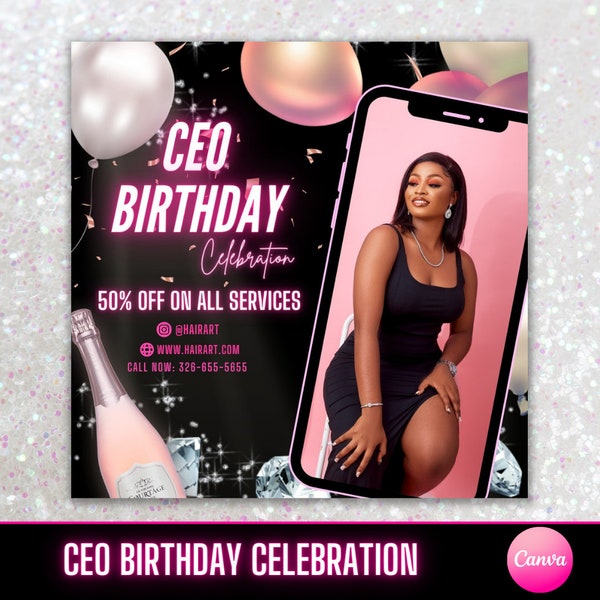 CEO Birthday Flyer, Instagram Business Canva Flyer, Birthday Special Deal, Custom Editable Templates, Celebration Flyer, Instant Download