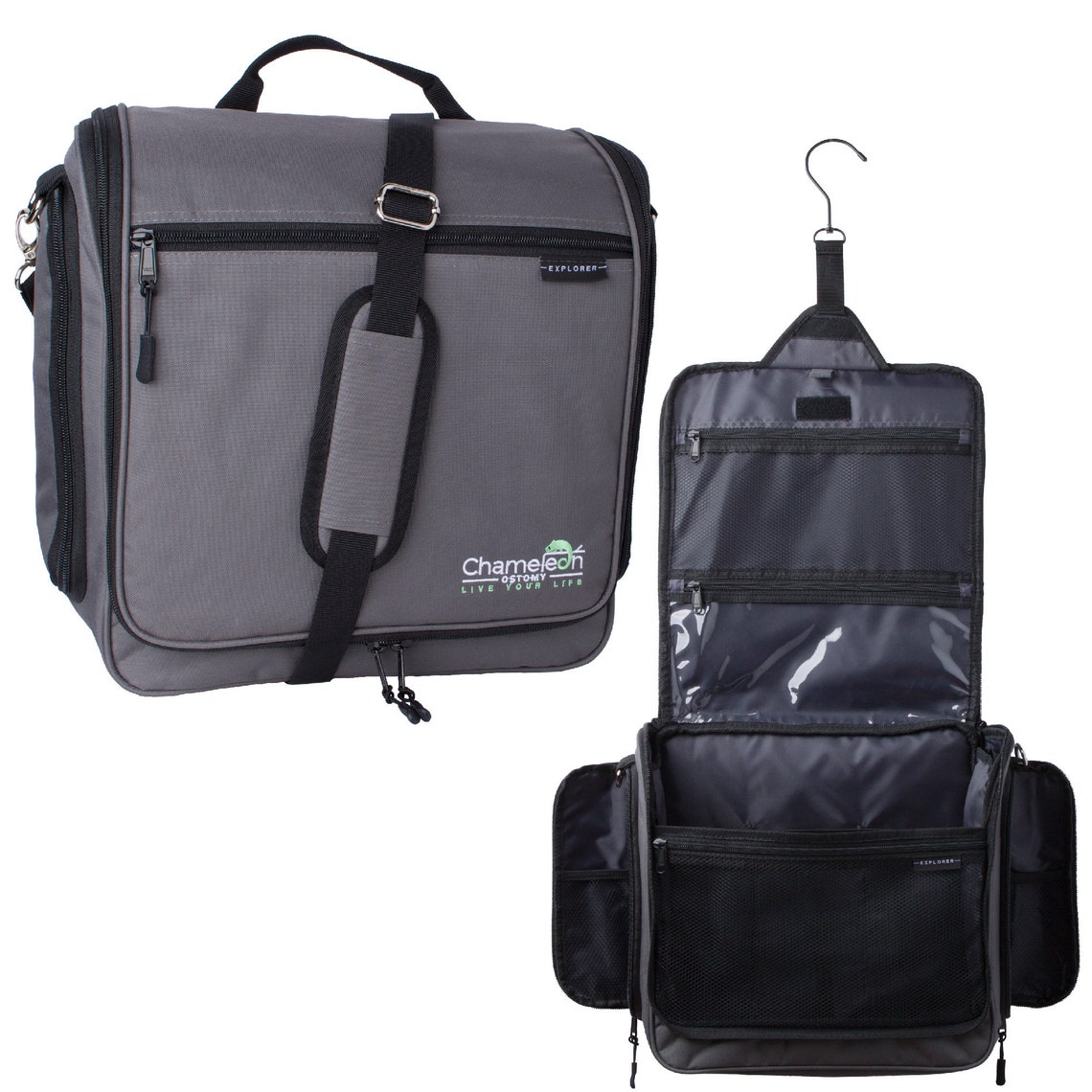 Explorer II Ostomy Travel Bag XL Hanging Toiletry Organizer, Ostomy