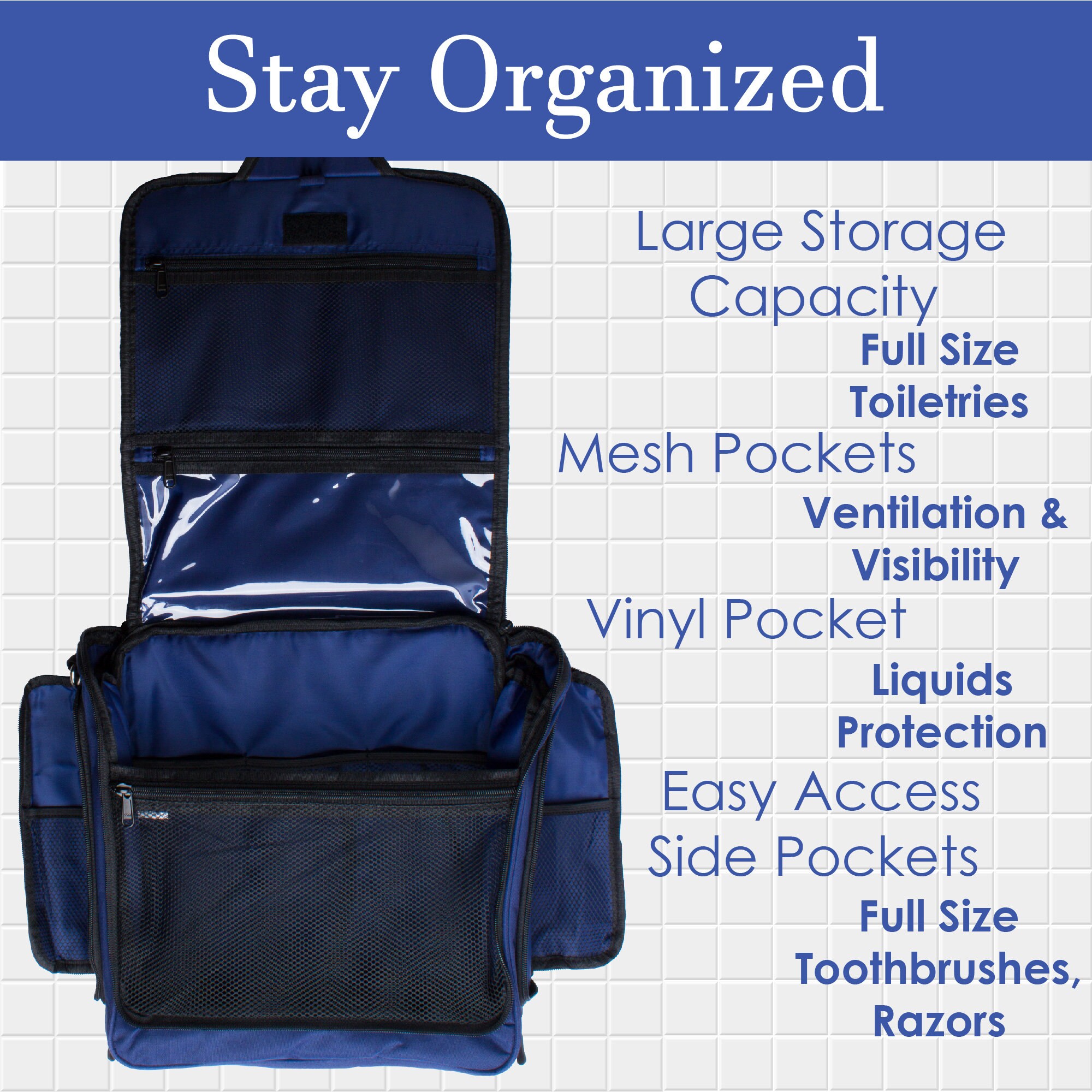 Explorer II Ostomy Travel Bag XL Hanging Toiletry Organizer, Ostomy