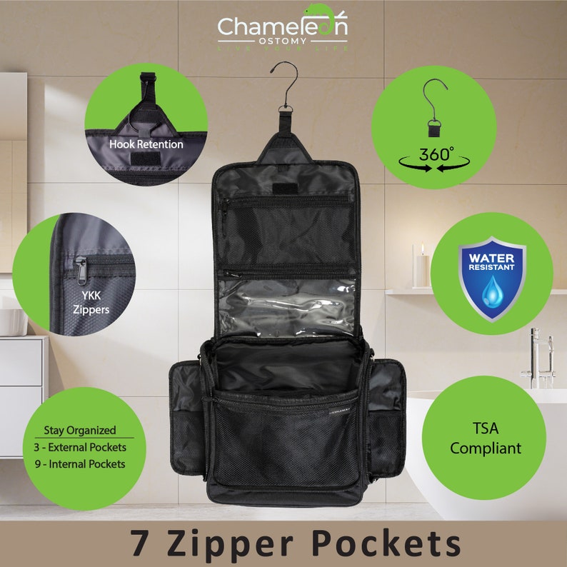 Ostomy Travel Bag & Ostomy Supplies Organizer, Hanging Toiletry Bag