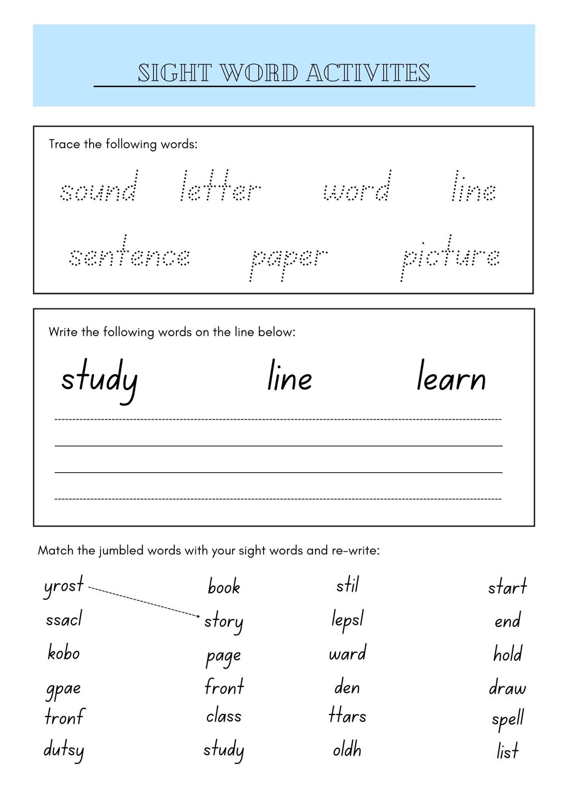 10 Printable Sight Word Activities Toddler Printable - Etsy