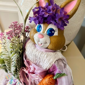 Spring Vintage Brown Easter Bunny Doll Decoration