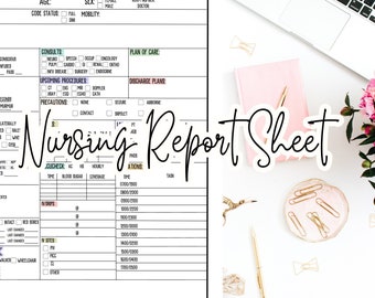 Med Surg icu Nursing Report Sheet, RN detailed Shift Printable, Nursing SBAR Assessment PDF, Simplified Handoff, lpn, 12 hour shift Brain