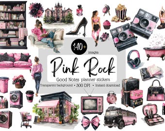 Planner Stickers for Goodnotes Digital Planner Pink Aesthetic Themed Stickers for Planner Daily Stickers Watercolor Stickers for Planner