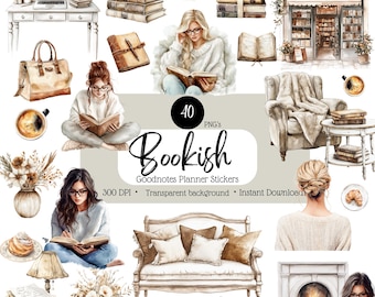 Bookish Digital Goodnotes Stickers for iPad Planner, Fall Winter Cozy Digital Stickers for Planner Girl, Booktok Decorative Digital Stickers