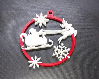 Santa Sleigh & Reindeer Christmas Ornament