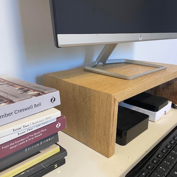 Mango Wood Computer Monitor Stand: Space-Saving Desk Organizer