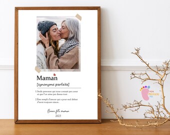 Affiche fête des mères avec photo - Définition MAMAN - idée cadeau personnalisé - affiche imprimée idée cadeau fête des mères