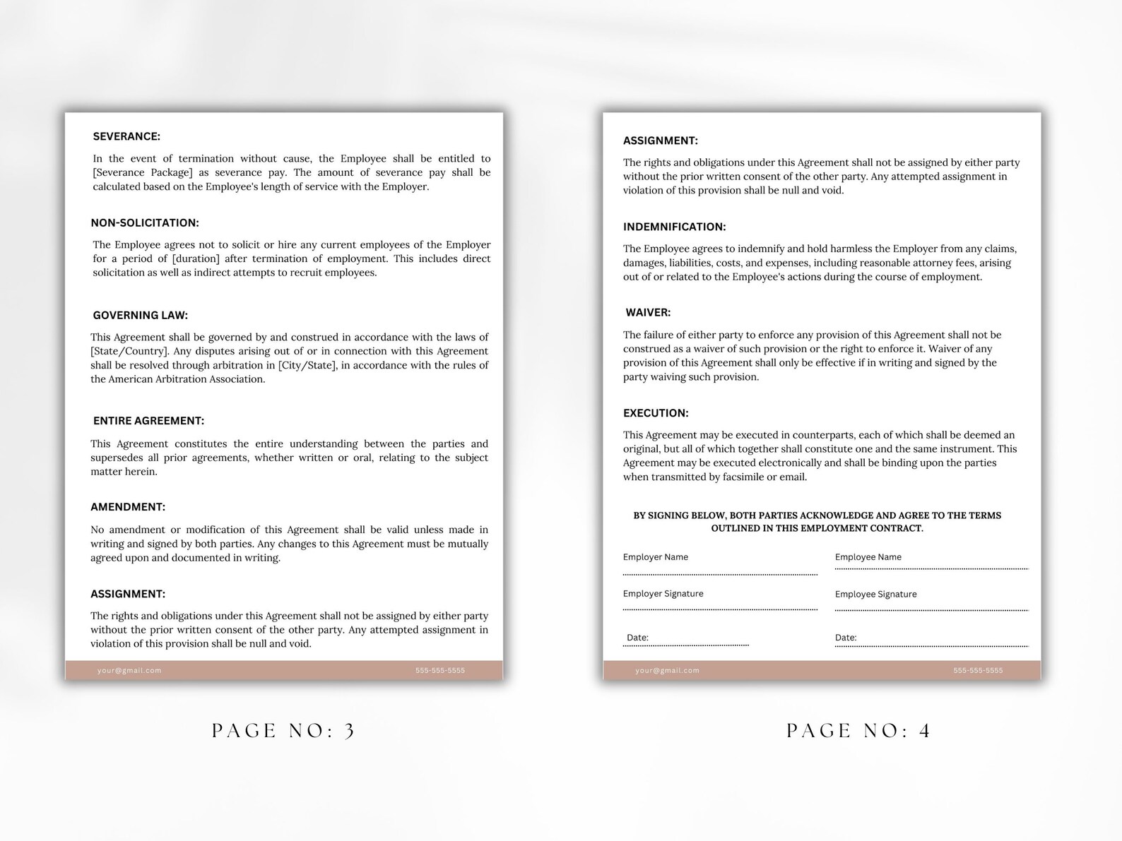 Professional Employment Contract Bundle, Employment Agreement Template ...
