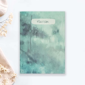 Aquarell personalisiertes Journal, abstraktes gefüttertes kundenspezifisches Notizbuch, Geschenk für Lehrer, Grunge Kompositionsbuch für Studenten