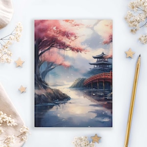 Cherry Blossom Journal, Japanese Sakura Notebook, Aesthetic Hardcover Writing Journal, Zen Travel Diary, Japan Inspired Stationery