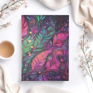 Feather Pattern Hardcover Journal: Jewel Tone Stationery Gift