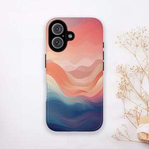 Wavy Lines Phone Case, Abstract Wave Design, Sunset Swirl Aesthetic, MagSafe Compatible, fits Samsung, iPhone, Google Pixel