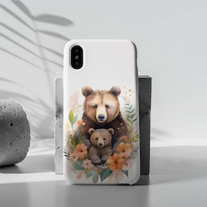 Mama Bear-telefoonhoesje: iPhone & Samsung-hoes met bloemen en dieren