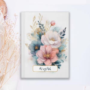 Carnet cartonné personnalisé floral | Beau cadeau pour écrivains, rêveurs, étudiants, amateurs de journaux, cadeau pour elle