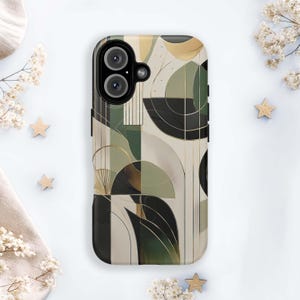 Art Deco iPhone Case: Geometric Abstract Line Art, MagSafe Compatible