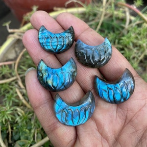 Natural labradorite Half Moon louts Carving Gemstone Cabochon loose Lot For Jewelry  Gemstone