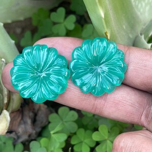 Grün Onyx Blume Carving Edelstein Cabochon lose Für Schmuck Edelstein