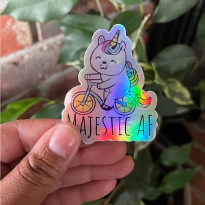 Majestic AF Bicycle Sticker, Cyclist Sticker, Bike Decal, Bike Sticker, Road Bike Sticker, Unicorn Bike Sticker, Holographic Unicorn Sticker