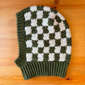 Patrón de pasamontañas a cuadros a crochet - Patrón digital en PDF para principiantes de capucha de invierno con estampado a cuadros
