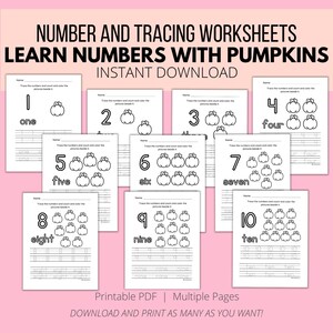 Number Tracing Worksheets PDF / Traceable Numbers / Preschool Worksheets / Counting Practice / Math Preschoolers Kindergarten Homeschool