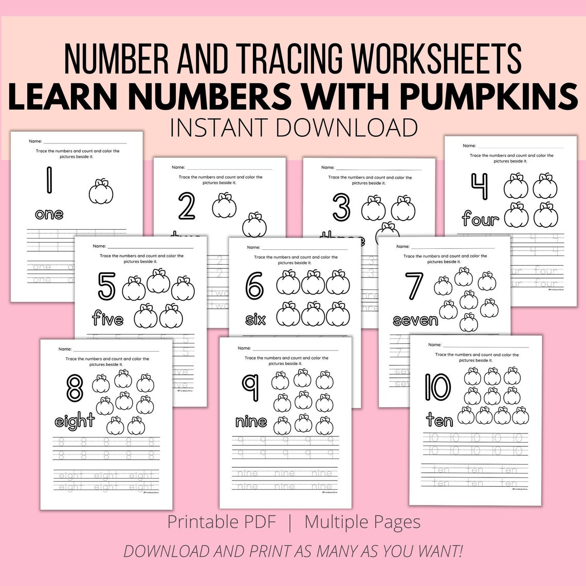 Number Tracing Worksheets PDF / Traceable Numbers / Preschool ...