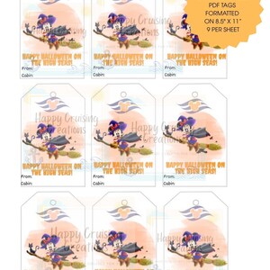 Halloween Minnie pixie dust gift tag Disney Cruise Printable Cabin fish extender Labels for Disney Vacations Ship Cruise - easy to cut out