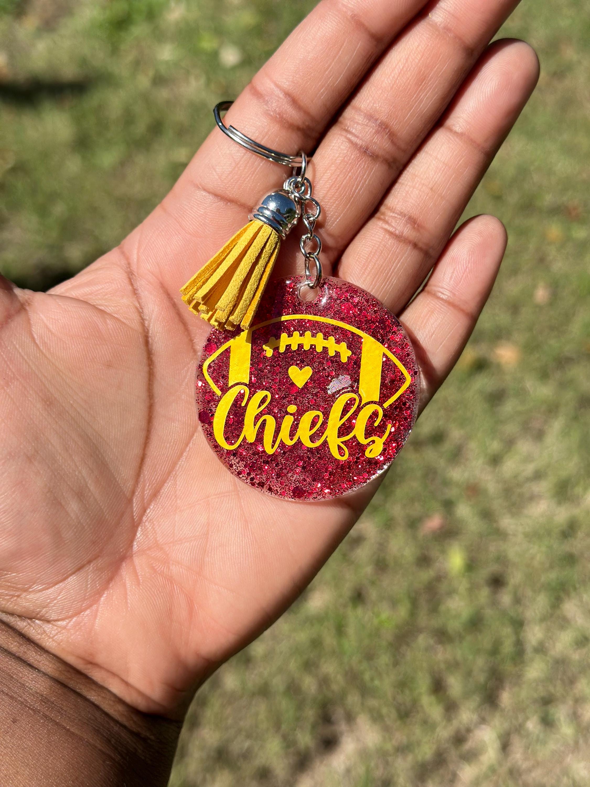 Kansas City Chiefs Glitter Keychain: Acrylic Football Charm - Etsy