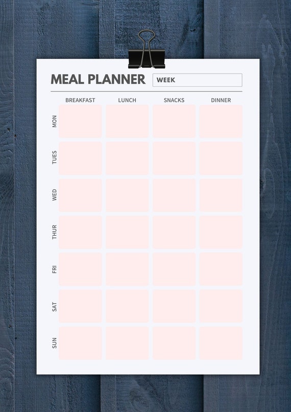 Simple Weekly Printable Meal Planner Digital Meal Planner - Etsy