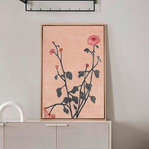 Framed Canvas Wall Art, Abstract Flower Market Art Print, Floral Botanical Garden Print, Minimalist Vintage Art, Modern Farmhouse Wall Decor