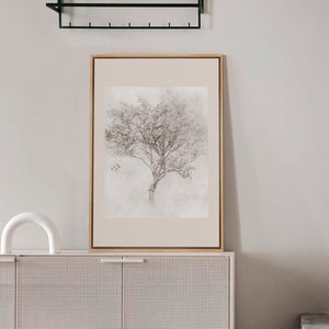 Framed Canvas Wall Art, Sketch Tree Prints, Minimalist Vintage Art, Modern Farmhouse Wall Decor