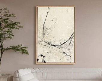 Framed Canvas Wall Art Industrial Graffiti Stylish Paint Strokes Artwork Abstract Organic Modern Minimalist Neutral Pictures Home Decor