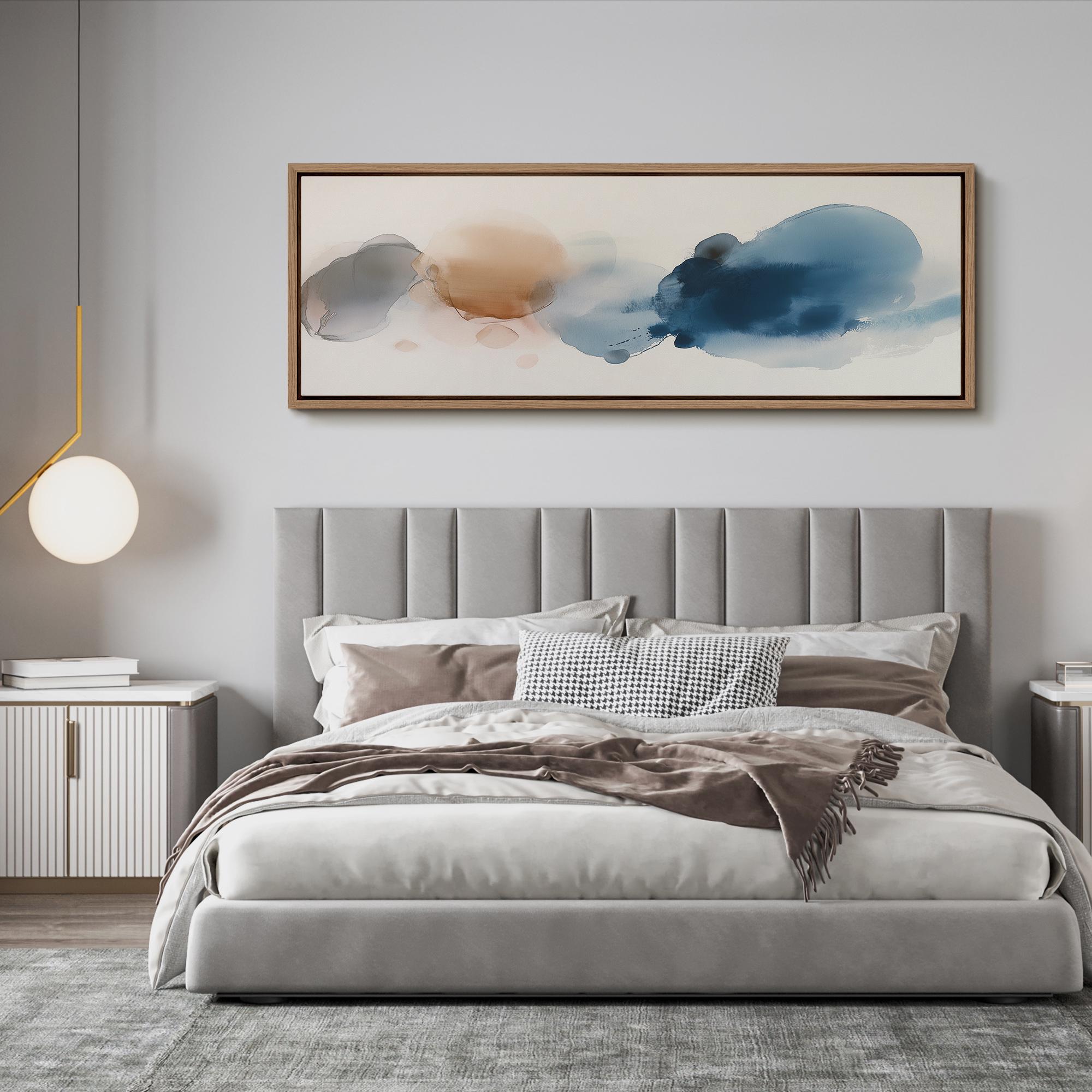 Large Framed Abstract Neutral Wall Art, Modern Ink Wash Canvas Print ...