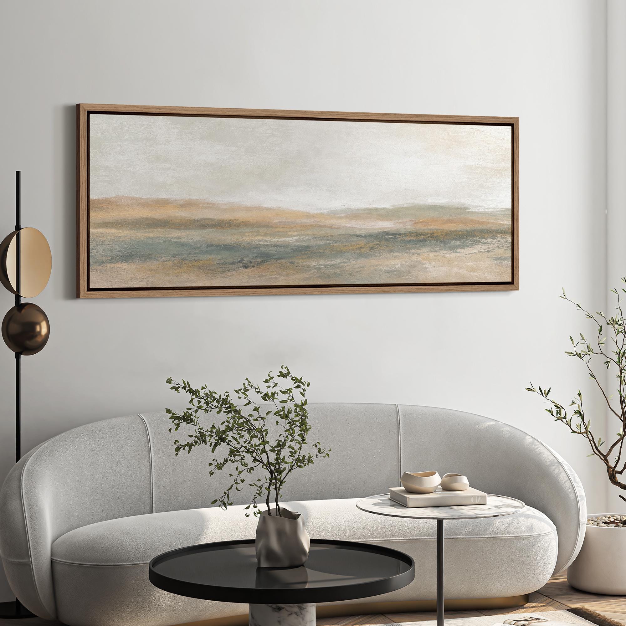 Abstract Neutral Landscape Wall Art, Large Framed Soft Earth Tone ...