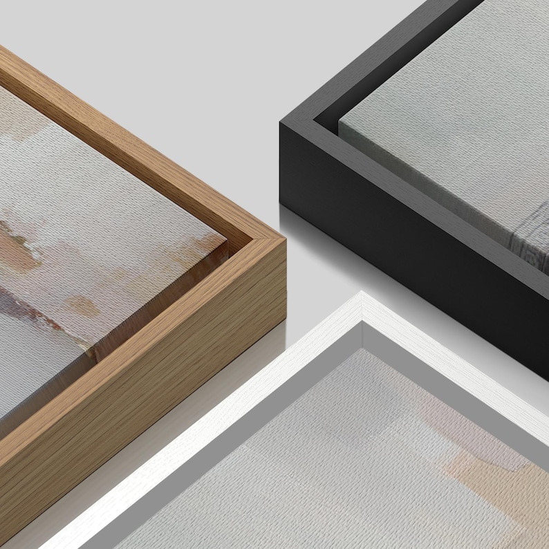 Framed Neutral Abstract Wall Art Set of 2, Soft Beige Minimalist Canvas ...